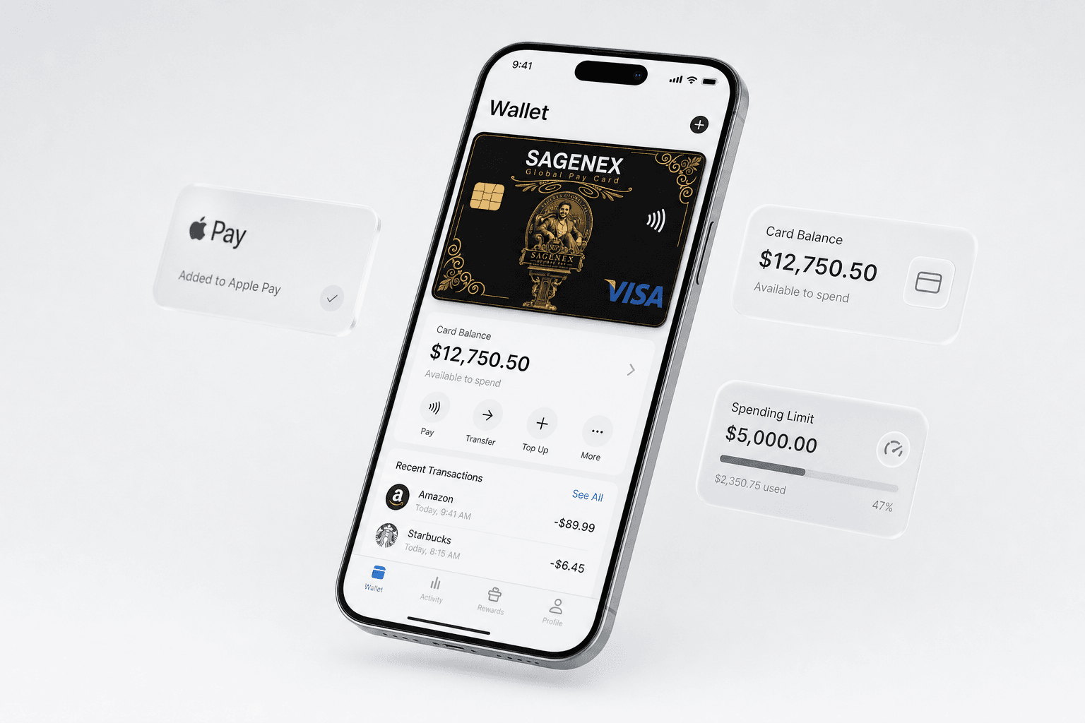 Sagenex virtual card in the mobile app